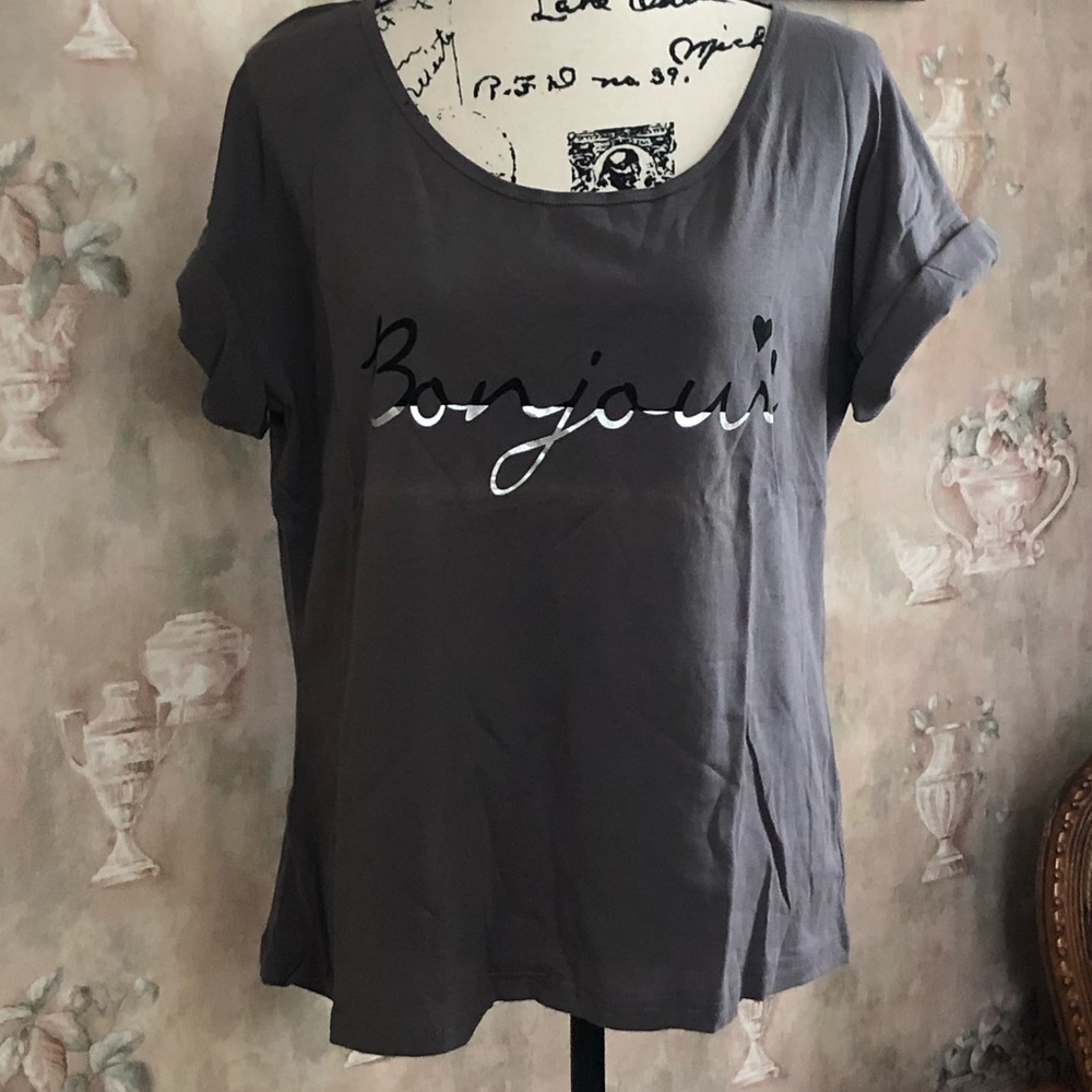 1 MED LEFT ‼️NWT SLOUCHY WASHED OUT BONJOUR TEE - Picture 6 of 6